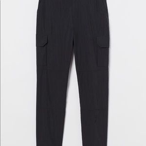 H&M Black Nylon Cargo Pants with Adjustable Cuffs